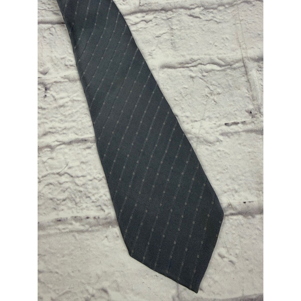 Armani Collezioni Silk Tie Vintage Grey Striped Made In Italy Mens Necktie